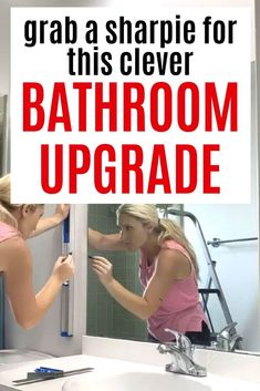 a woman is shaving her face in the bathroom while another looks at her phone