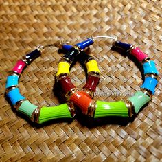 Traditional Cheap Hoop Earrings For Celebration, Cheap Colorful Bohemian Hoop Earrings, Cheap Multicolor Bohemian Hoop Earrings, Cheap Traditional Hoop Earrings For Celebration, Rhythm Nation Key Hoop Earrings, Thigh High Leggings, Natural Hair Accessories, Bamboo Hoop Earrings, Bamboo Earrings