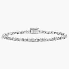 A classic for a reason: this tennis bracelet houses brilliant round diamonds with 14k white gold. Pearl Bracelet Gold, Pearl Jewelry Gift, Platinum Rose Gold, Gold Rings Fashion, Gold Pearl Necklace, Ladies Diamond Rings, Rose Gold Jewelry, Unique Gemstones, For A Reason