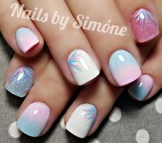 Baby Reveal Nails Ideas, Nails For Baby Shower Girl, Baby Blue And Pink Nails, Baby Gender Reveal Nails, Gender Reveal Nails Ideas Simple, Pink And Blue Nails Gender Reveal, Gel Nails Pink And White, Baby Shower Nails Girl, Gender Reveal Nails Ideas