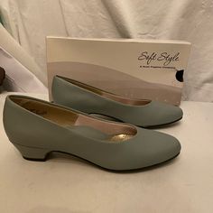 Soft Style Angel Ll By Hush Puppies Sage Color Slide On Pumps In Sizes 7n & 7.5n Nib Hush Puppies Shoes, Sage Color, Shoes Soft, Slide On, Hush Puppies, Soft Style, Hush Hush, Shoes Women Heels, Shoes Heels