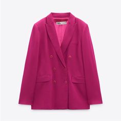 Zara Fuchsia Viscose Blend Flow Blazer. Size Xl. Questions? Leave A Comment Below! Elegant Pink Zara Outerwear, Zara Pink Blazer For Fall, Burgundy Velvet Blazer, Zara Australia, Cropped Blazer Jacket, Plaid Suit, Houndstooth Blazer, Fitted Blazer, Plaid Jacket