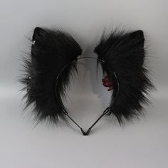 Material: Faux Plush Material Color: All Black, Black White Black Cat Ears Fantasy Costume Accessories, Black Fantasy Cat Ears Costume Accessories, Black Cat Ears Costume Hat For Cosplay, Punk Style Cat Ears Halloween Costume Accessories, Punk Halloween Cat Ears Costume Accessories, Punk Cat Ears Costume Accessories For Cosplay, Punk Halloween Costume Accessories With Cat Ears, Gothic Cat Ears Costume Accessories For Cosplay, Gothic Ears Costume Accessories For Cosplay