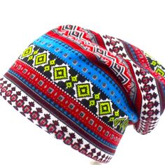 Slouchy Fit Boho Beanie Hat. -Stretch Fit -Poly Blend -New Trendy Blue Beanie One Size, Trendy Multicolor One Size Beanie, Trendy Blue One Size Beanie, Red Adjustable Casual Beanie, Casual Multicolor Beanie One Size, Casual Multicolor Beanie For The Beach, Casual Multicolor Beanie For Beach, Casual Red Beanie One Size, Casual Multicolor Beach Beanie