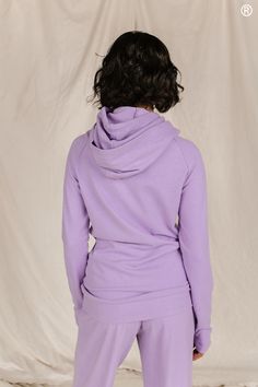 Wisteria Mix & Match- purple performance fleece doublehood. Triple Stretch. TTS for a slim fit, size up for a looser fit. 54% Viscose, 43% Cotton, 3% Spandex Casual Purple Activewear For Loungewear, Purple Long Sleeve Athleisure Sweatshirt, Purple Hooded Top With Ribbed Cuffs, Long Sleeve Athleisure Sweats For Relaxation, Lavender Athleisure Activewear For Loungewear, Lavender Sporty Activewear For Loungewear, Sporty Heather Sweatshirt With Drawstring Hood, Purple Long Sleeve Winter Activewear, Lavender Stretch Activewear For Loungewear