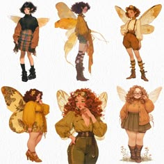 four different types of women dressed in fairy costumes