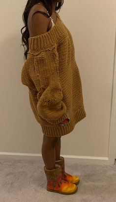 Own this one of a kind limited edition crochet fall sweater dress.. made to order... it takes 3-5 days to make this so order ahead. Also message me about color preferences. Size shown fits small to medium body frame. Thick Sweater Dress, Fall Fashions For Plus Size Women, Fall Outfits Crochet, Oversized Sweater Dress With Boots, Crochet Fall Fashion, Crochet Fall Outfits, What To Wear On Thanksgiving Day, Sweater Under Dress Outfit, Crochet Fall Dress