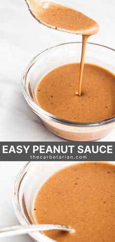 two images showing how to make peanut sauce