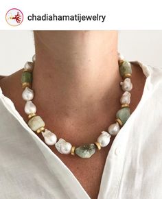 @chadiahamatijewelry Baroque pearl and Aquamarines necklace Nice Necklaces, Diy Jewelry Display, Evening Jewelry, Pearl Necklace Designs, Princess Necklace, Diy Jewelry Necklace, Aquamarine Necklace, Baroque Pearl Necklace, Aquamarine Jewelry