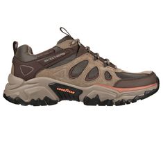 Embark on a new adventure in rugged comfort with Skechers Relaxed Fit Terraform - Selvin. This lace-up outdoor trail design features a water-repellent treated leather and mesh upper with an Air-Cooled Memory insole and durable Goodyear Performance Outsole. | Skechers Men's Relaxed Fit: Terraform - Selvin Sneaker Functional Brown Lace-up Hiking Boots, Lace-up Hiking Boots With Ventilation, Ventilated Lace-up Hiking Boots, Mesh Walking Shoes With Vibram Sole For Outdoor, Mesh Walking Shoes With Vibram Sole For Outdoor Activities, Outdoor Mesh Walking Shoes With Vibram Sole, Brown Rugged Breathable Sneakers, Brown Mesh Sneakers For Outdoor, Rugged Brown Breathable Sneakers