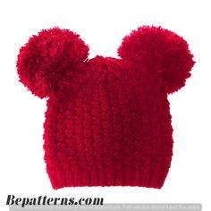 Aesthetic Crochet Gifts | Easy Hat Bennie Ideas | Free Beginner Patterns Disney Winter, Double Pom Pom Beanie, Disney Crochet, Fur Pom Pom Beanie, Knitted Beanies, Disney Items, Pom Pom Beanie Hat, Crochet Disney, Cute Beanies