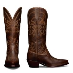 Meet The Annie, the best-selling cowgirl boot. Tall and timeless, a beautiful tonal stitching pattern adorns its 14” shaft, the top of which features a deep scallop for a comfortable, flattering fit. A fashion-forward snip toe leads the way and our signature toe stitching rounds out a classic look open to a wide range of styling possibilities. These premium boots are not to be missed and will age beautifully over time. DETAILS 14" shaft with seven-row tonal stitchingFashion-forward snip toeSigna Tecovas Boots, Snip Toe Cowgirl Boots, Tall Cowgirl Boots, Brown Western Boots, Womens Cowgirl Boots, Boots Store, Buy Boots, Cowgirl Boot, Suede Mini Skirt