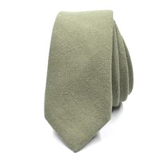 a green tie on a white background