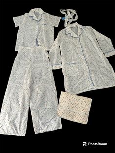 Adorable PJ set in what appears to be never worn vintage condition.  Cute little pajama keeps with pockets for lotions and things.  The material is sheer so take not that this might now be for wear around your kiddos.  Elastic on back of the pants as shown.  This is seriously super cute! Vintage Babydoll Pajamas, 60s Pjs, 2000s Pajamas, Old Pajamas, Queer Horror, Vintage Pajamas, Womens Pajama, Pajama Robe