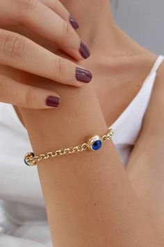 This 14k Gold Evil Eye Bracelet, Evil Eye Rolo Chain Gold Bracelet, 1 3 5 Blue Eyes Real Gold Station Bracelet is Gift for Her gift for Mother Bracelets that on photo are 8.0 mm evil eye bracelet and 9.0 mm evil eye bracelet Material: 14K Solid Gold (Real fine Gold) Gold color: Only yellow gold Available Eye Charm Size: 6 mm eye means ; 6.00 - 6.30 mm 7 mm eye means ; 7.50 - 7.70 mm 8 mm eye means ; 8.50 - 8.70 mm 9 mm eye means ; 9.50 - 9.70 mm 10 mm eye means ;10.20 - 10.30 mm You can customiz Fine Jewelry Link Bracelets As Gift, Fine Link Bracelets As A Gift, Blue Birthstone Jewelry In Gold Plated, Blue Birthstone Gold-plated Jewelry, Elegant Adjustable Blue Gold Bracelet, Elegant Blue Adjustable Gold Bracelet, Blue Gold-plated Birthstone Jewelry, Blue Birthstone Bracelets In Fine Jewelry Style, Blue Birthstone Bracelets Fine Jewelry