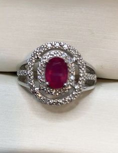 10k white gold Natural diamonds Natural Ruby appx 1 carat , 7x5 mm Ring With Ruby, Gold Diamond Ring, Gold Diamond Rings, Natural Ruby, 1 Carat, Natural Diamonds, Gold Diamond, Diamond Ring, Jewelry Watches