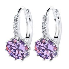 Wicked Wonders VIP Bling Earrings Match Made in Heaven Purple Earrings Affordable Bling_Bling Fashion Paparazzi Light Earrings, Luxury Earrings, Crystal Hoop Earrings, Purple Earrings, Loop Earrings, Ear Stud, Zirconia Earrings, Flower Earrings Studs, Stunning Earrings