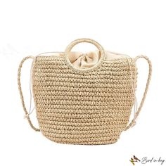 Bird in Bag - New straw bag female beach bag simple solid color woven handbag casual single shoulder crossbody bag Large Capacity Straw Crossbody Bag For Vacation, Straw Crossbody Bag For Beach Season, Summer Straw Crossbody Bag, Straw Crossbody Beach Bag For Daily Use, Beach Season Straw Crossbody Shoulder Bag, Straw Crossbody Bags For Beach, Straw Crossbody Shoulder Bag For Beach Season, Chic Braided Bag For Beach Season, Chic Summer Braided Bucket Bag