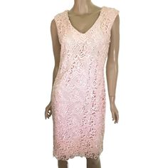 Lauren Ralph Lauren Pink Rose Mist Dress Pink Crochet Over Pink Lining Shealth Style Sleeveless New With The Tags. Original Retail Price $170.00 Size 6, It Measures: 35.5" Bust 30.5" Waist 38" Hips 37.5" Length Mannequin Measures: 33" X 23" X 34" I Have Many Other Wonderful Items In My Store 'A Touch Of Everything'. Please Take A Look. I Will Combine Shipping. Cerise Pink Dress, Sleeveless Pencil Dress, Lace Bell Sleeve Dress, Halter Cocktail Dress, Pink Summer Dress, Womens Sheath Dress, Blue Sleeveless Dress, Long Sleeve Gown, Embellished Gown