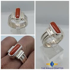 Red Coral Ring , Marjan Ring Coral Rings, Red Coral Ring, March Birthstone Ring, Mens Gemstone Rings, Coral Gemstone, Coral Ring, Coral Stone, Natural Coral, March Birthstone