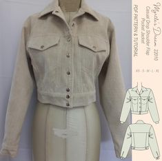 the jacket is made up of two pieces of fabric and has buttons on the front