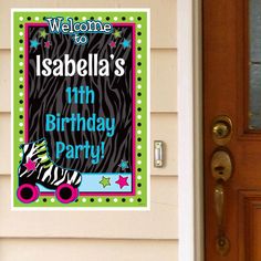 Two 13 x 19 inch Retro Roller Skate Custom Door Greeters. Crepe Streamers, Golden Birthday