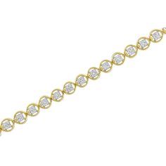 Adorn yourself with this gorgeous diamond tennis bracelet at any event for a touch of classic dazzle and elegance. Crafted from .925 Sterling Silver, this enticing design features shimmering, natural diamonds - masterfully set to enhance size and sparkle; each diamond is set in every circle shaped link giving you full 360 degree sparkle. Captivating with 1/4 ct. t.w. of earth mined diamonds and a lustrous polished shine, this 7.25-inch bracelet secures with a tongue and groove clasp. This is the Bracelet Tennis, Diamond Tennis Bracelet, Jewelry Essentials, Bridal Bands, Tongue And Groove, Tennis Bracelet Diamond, Bracelet Collection, Fine Earrings, Silver Pieces