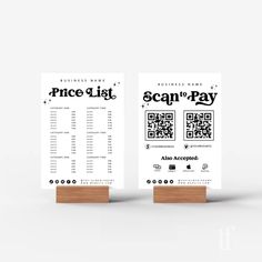 Retro Price List Sign & Scan to Pay Sign Canva Template | Dani - Trendy Fox Studio Price Signage, Scan To Pay Sign, Price List Design, Craft Market Display, Scan To Pay, Price Signs, Custom Menu, Price List Template, Vendor Booth