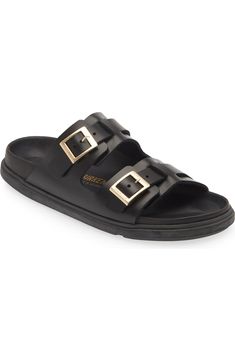 Birkenstock St. Barths Sandal (Women) | Nordstrom Summer Leather Slides With Gold Buckle, Modern Slide Mules With Buckle Closure, Elegant Mules With Buckle Closure In Slide Style, Elegant Slide Mules With Buckle Closure, Leather Slide Mules With Tang Buckle, Leather Slip-on Slides With Buckle Closure, Formal Slides With Leather Footbed, Formal Leather Footbed Slides, Classic Open Toe Slides With Adjustable Strap