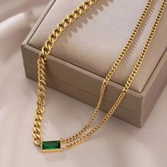 Necklaces Bracelets Charm Jewelry Set XYS1207 Stainless Steel Green Crystal Touchy Style Korean Jewelry, Fashion Jewelry Sets, Neck Chain, Crystal Chain, Green Crystal, Rhinestone Bracelet, Girls Earrings, New Classic, Hollywood Glamour