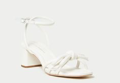 White Sandals With Reinforced Open Heel, White Square Toe Sandals With Heel Loop, White Sandals With Padded Heel And Square Toe, White Square Toe Sandals With Wrapped Heel, Bow Heels, Woven Bracelets, White Bow, Blue Check, Summer Ready