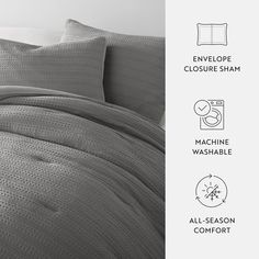 Comfort Canopy - Fog Gray Waffle Textured 3 Piece Comforter Set for Queen and Full Bedding Textured Comforter, Bedding Twin, Sleep Sanctuary, Comforter Bedding Sets, King Pillows, Soft Bedding, Full Bed, Quality Bedding, Twin Bed