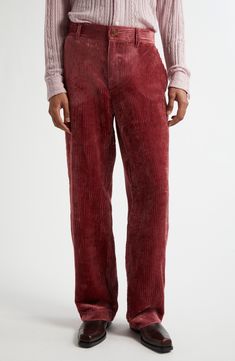 Lustrous, irregular corduroy brings distinctive texture and a vintage feel to pants crafted in a straight-leg silhouette. 33" inseam; 20" leg opening; 12" front rise; 16" back rise (size Medium) Zip fly with button closure Front slant pockets; back patch pockets Lined 100% viscose Dry clean Imported Designer Clothing Clothing Reference, Skirt Swimsuit, Outfit Wedding Guest, Kids Uggs, Cozy Gift, Mens Uggs, Platform Slippers, Hair Fragrance, Short Suit