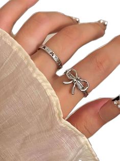 Silver Alloy Rings As Gifts, White Alloy Rings For Gifts, Adjustable Silver Alloy Rings, Cute Adjustable Rings For Parties, Alloy Rings Suitable For Gifts, Cute Adjustable Party Rings, Adjustable Cute Party Rings, Cute Silver Ring Jewelry, Cute Silver Rings For Gift