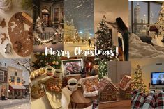 a collage of photos with christmas decorations