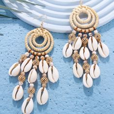 Vacation Vibes! Beaded Shell Bohemian Earrings New Fun Neutral Color (Please Not There May Be Slight Color Variation Due To Different Phones, I Feel They Are A Tad More Off White In Person) Perfect Vacation Or Beach Earrings! Ships Within 1 Business Day. All Sales Are Final. Tags - Earrings, Boho, Bohemian, Beach Vacation Costal Cowgirl Rhinestone Ear Cuff, Cherry Earrings, Beach Earrings, Jewelry Fashion Trends, Bohemian Earrings, Watches Women Fashion, Shell Earrings, Beaded Tassels, Shell Beads