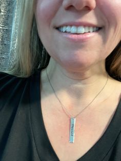 A silver bar saying the word blessed. 16” long necklace. Silver Bar Necklace, Silver Bar, Silver Bars, Love To Shop, Bamboo Fabric, Eco Friendly Fabric, Bar Necklace, Long Necklace, Arrow Necklace