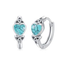 PRICES MAY VARY. 🌼High Quality Materials--- Genuine 925 sterling silver with white gold finishing, hypoallergenic, Lead-, Nickel-, it is a good choice for Sensitive Ears. Heart Turquoise Earrings match celtic knot desigh, which can add retro and beautiful. 🌼Small hoop earrings: Turquoise hoops size: 6 mm * 13 mm (0.23 in * 0.51 in)；Total weight is 3.4g. Inlaid with beautiful created turquoise stone, add sparkle these minimal huggie hoop earrings, make earrings fabulous and make you look gorgeous, for daily wear. 🌼Turquoise for her--- 925 sterling silver tiny earrings for Comes in an elegant and adorable jewelry box. A forfriend, Wife, Sister, Friends, Mother, Daughter, Niece and suitable for any occasions such as Birthday , Wedding Anniversary , Christmas , Valentine's Day , Mother's Da Jewelry For Teens, Cartilage Hoop Earrings, Irish Earrings, Earrings Small Hoop, Celtic Knot Earrings, Silver Crystal Earrings, Earrings Cartilage, Turquoise Hoops, Cartilage Earrings Hoop