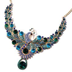 Make your personality more beautiful with this set of stylish Austrian crystal earrings and necklace. This multi color, blue and green peacock jewelry collection emits extra shine and glitter to your sophisticated style. A perfect choice for an upcoming event, these earrings and a necklace prove the most beautiful choice for your elegant style.&bull,&nbsp,&nbsp,&nbsp, Framed in goldtone&bull,&nbsp,&nbsp,&nbsp, Durable and hypoallergenic metal&bull,&nbsp,&nbsp,&nbsp, Necklace is secured with lobs Highlights Inspiration, Peacock Jewelry, Peacock Necklace, Earrings And Necklace, Peacock Design, Peacock Green, Austrian Crystal, Glass Earrings, Metal Necklaces