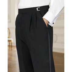 Mens Tuxedo Pants Adjustable Waist Pleated Front Polyester Tuxedo Pants Men, White Tuxedo Jacket, Peg Pants, Men's Tuxedo, Tuxedo Accessories, Satin Shawl, Mens Fashion Wear, White Tuxedo, Black Pants Men