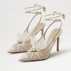 Beige mesh pointed toe cap pearl floral decor lace-up wedding heels: Elevate your wedding look with these elegant lace-up heels featuring delicate floral details, pearls, and a sophisticated pointed toe cap. Color: Beige Material: Mesh/Satin Heel Type: Stiletto heel Heel Height: 4.09'' / 104 mm approx Product measurements were taken using size 8. Please note that measurements may vary by size. Toe: Pointy toe Stitching floral decor design Pearl lace-up deign Toe cap design Handcrafted US sizing. Fits true to size. Short Heel Wedding Shoes, Italian Vibes, Unique Wedding Shoes, Wedding Extras, Spain Wedding, Tie Heels, Cowboy Shoes, Sushi Night, Bridal Shoe