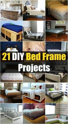 21 diy bed frame projects to make it look like they are made out of wood