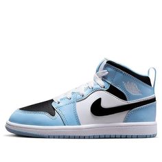 (PS) Air Jordan 1 Mid 'Ice Blue' 640737-401 (AJ1/SNKR/Retro/Basketball) Retro High-top Jordan Sports Shoes, Retro High-top Jordan Shoes For Sports, Throwback Blue Sneakers With Round Toe, Throwback Blue Round Toe Sneakers, Throwback Blue Basketball Shoes With Round Toe, Blue High-top Throwback Basketball Shoes, Throwback Blue High-top Basketball Shoes, Throwback Style Blue High-top Basketball Shoes, Throwback Blue High-top Sneakers