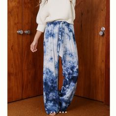 Easy To Wear, Easy To Love. 100% Tencel, Removable Belt, Side Slant Pockets, Wide Leg Silhouette, Zipper Closure, Machine Wash. Navy Color. 12.5” Rise 31” Inseam 23” Leg Opening Dye Pants, Indigo Tie Dye, Tie Dye Pants, Tie Dye Jumpsuit, Wide Leg Crop Pants, Wide Leg Palazzo Pants, Cropped Pants Women, Lace Pants, Printed Wide Leg Pants