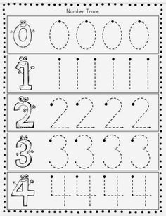 the number trace worksheet for children