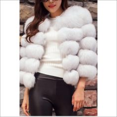 Indulge in luxury with our Boujee Faux Fur Puff Jacket. From its soft, faux fur material to its stylish puff design, this jacket exudes elegance. Available in sizes S to 3XL, stay warm and chic in any weather. Elevate your wardrobe with this must-have piece. Material: Polyester﻿ Neckline: Round Pattern Type:Solid Sleeve Length:Three Quarter Season: Winter , Summer Puff Design, Faux Fox Fur Coat, Short Faux Fur Coat, Coat Elegant, White Fur Coat, Fur Coat Fashion, Womens Faux Fur Coat, Faux Fur Cropped Jacket, Ladies Short Jackets