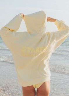 SUNSET SERIES. Blush, Sunny & Sky hoodie "Starfit" puff print on chest & "Starfit New York City" puff print on back Ultra soft, mid weight fabric. 80% cotton 20% polyester Fit: meant to be an oversized fit Models wearing size M Wash with like colors. Tumble dry low or air dry flat Hoodie Small Business, Isle Of View Hoodie, Starfit Hoodie, Cute Clothing Brands, Light Yellow Clothes, Where To Get Hoodies, Good Hoodies, Preppy Hoodies, Popular Hoodies