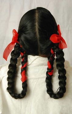 Mexican Braided Hairstyles, Mexican Braid Hairstyles, Mexican Braids With Ribbon, Mexican Braids, Mexican Hairstyles, Hair Decor, Ribbon Hairstyle, Peinados Fáciles Para Cabello Corto, First Second