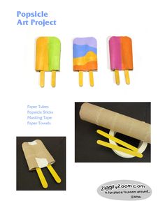 popsicle art project for kids using paper towels and making tweezers