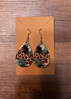 These are beautiful tear drop shaped earrings 1x1.5 inch with this design perfect for any occasion Trendy Leopard Print Dangle Jewelry, Trendy Leopard Print Dangle Earrings, Trendy Brown Teardrop Earrings, Handmade Leopard Print Earrings, Leopard Print Drop Earrings Gift, Trendy Nickel-free Teardrop Earrings, Earring Designs, Tear Drop, Designer Earrings